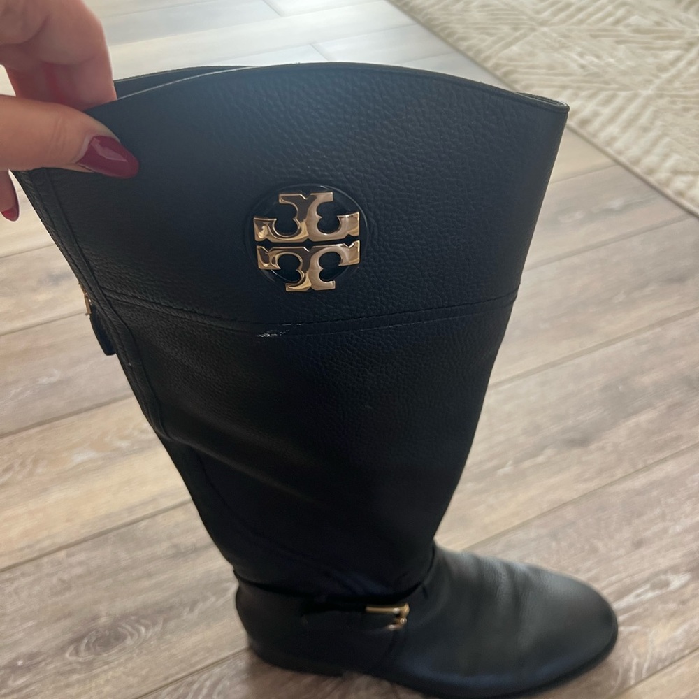 Tory Burch Black Leather Riding Boots - Picture 3 of 4